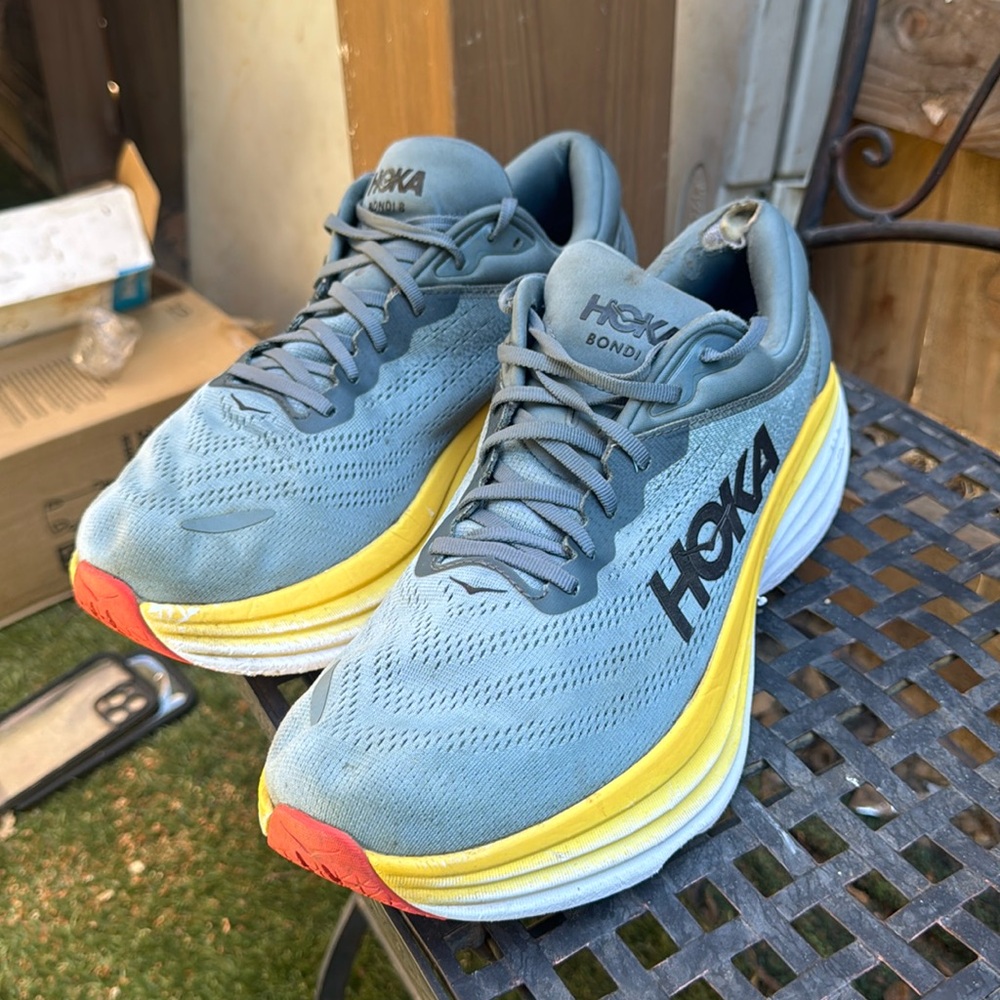Hoka One Men’s Bondi 8 Sneakers Athletic Shoes Goblin Blue Mountain Spring